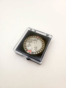 Acrylic coin case with "Support our Troops" coin displayed