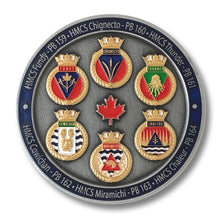 Crests of 6 Woodpecker fleet coins in 3D with antique silver plating and shiny gold paint for the crests.