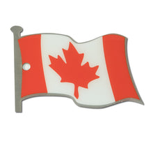 The Canadian Flag waving side of the tag