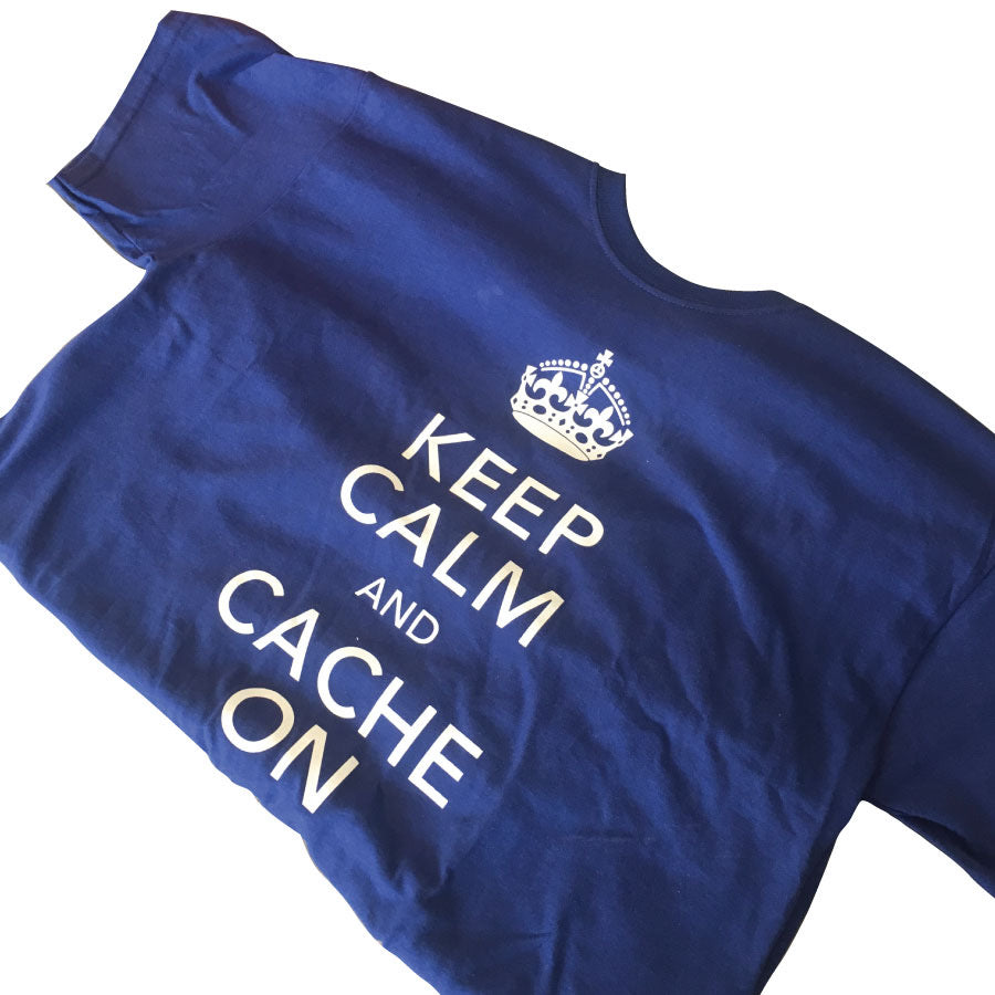 Navy blue Keep Calm and Cache On T-Shirt 