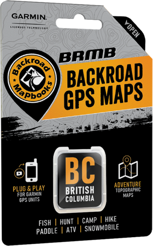 Backroad GPS Maps BC on blank background