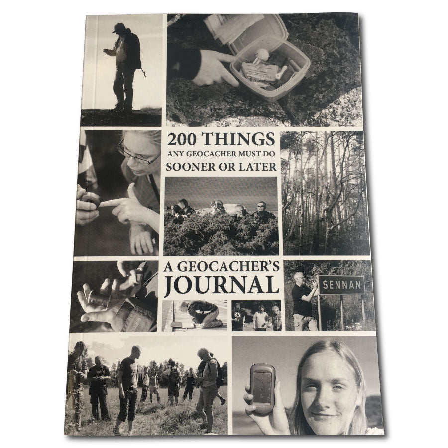 book cover showing photos of people geocaching and geocache containers