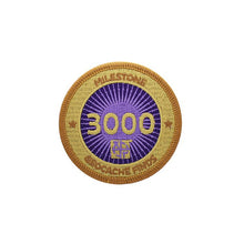 Gold patch with a purple background for 3000 finds