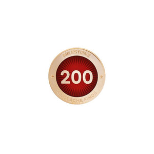 Gold pin for 200 finds in red
