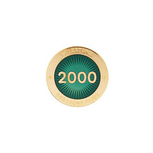 Gold pin for 2000 finds in dark green