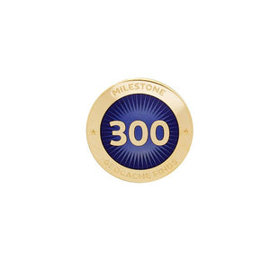 Gold pin for 300 finds in dark blue