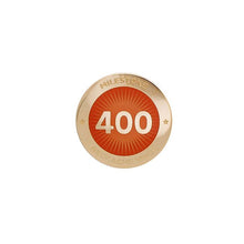 Gold pin for 400 finds in orange