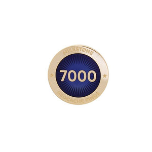 Gold pin for 7000 finds in dark blue