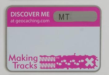 6 Making Tracks Trackable tags in Red, Green, Purple, Pink, Black and Blue