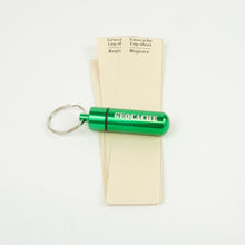 Green Micro cache with Rite in the Rain logsheets 