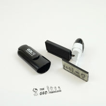 Personalized folding geocaching stamp
