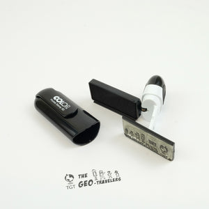 Personalized folding geocaching stamp
