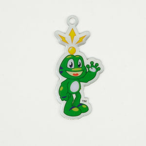 Front of Signal the Frog shaped travel tag