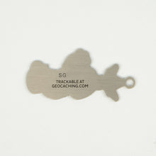 Back of Signal the Frog tag, silver coloured with space for a tracking code
