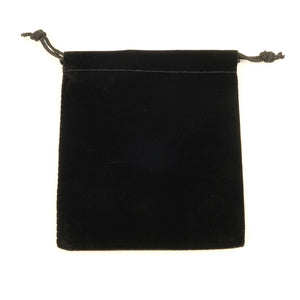 Single black velvet draw string bag