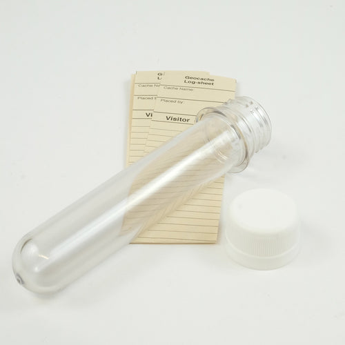Preform tube cache, open with Rite in the Rain logsheets