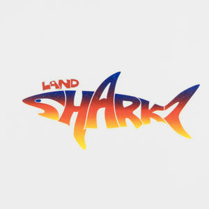 Landsharkz logo temporary tattoo using a rainbow effect for the colouring.