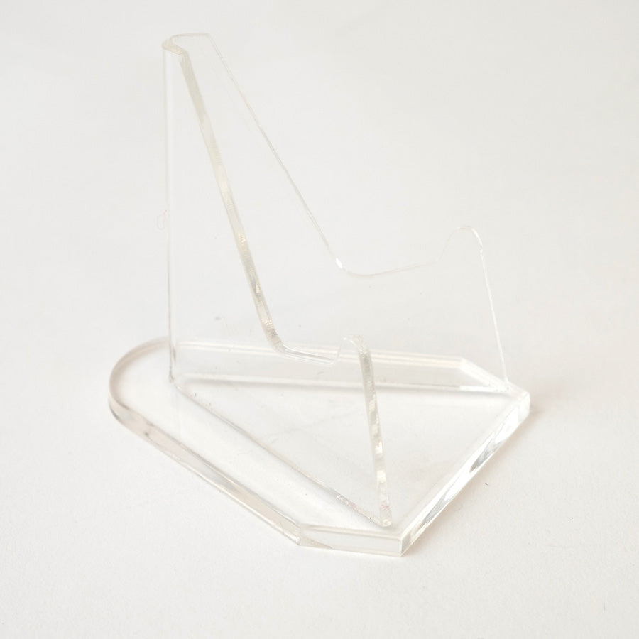 Close up of transparent acrylic coin stand