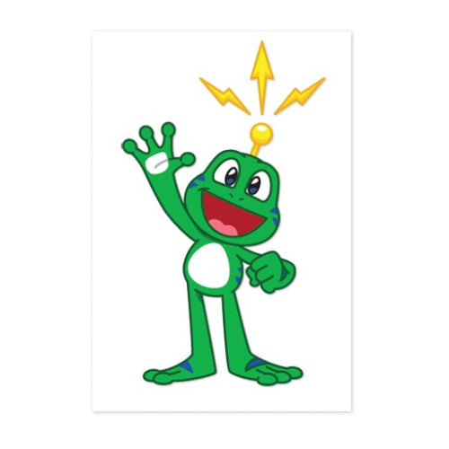 Signal the frog sticker. 4 inches by 2.75 inches.